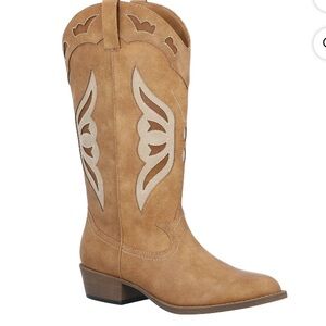 Madden NYC vegan leather tan butterfly wing western cowgirl cowboy boots 9